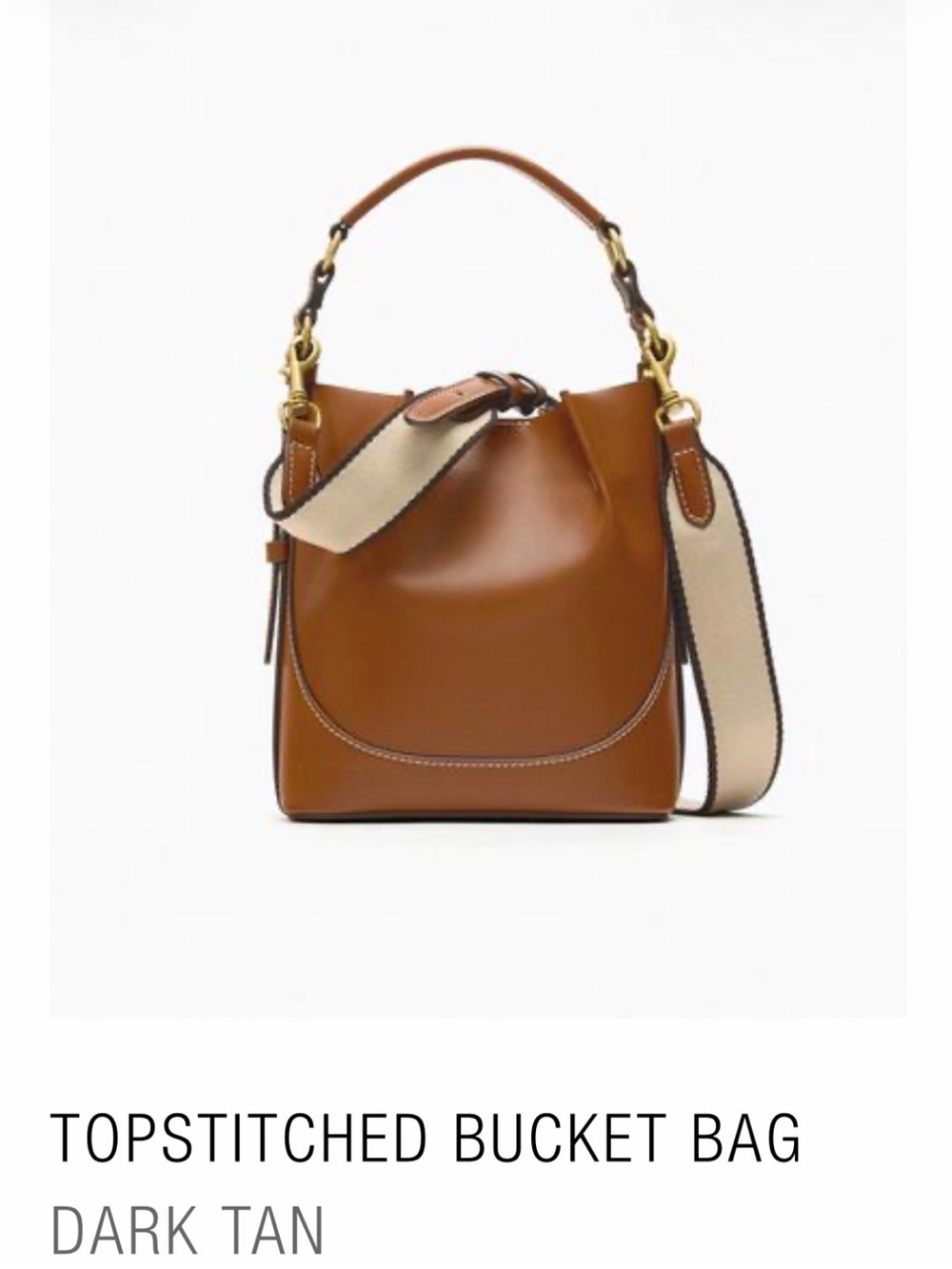 Zara Topstitched Bucket Bag